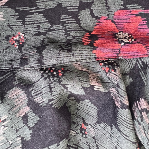 What Goes Around Comes Around silk hi lo skirt floral S asymmetrical vintage - Picture 7 of 8